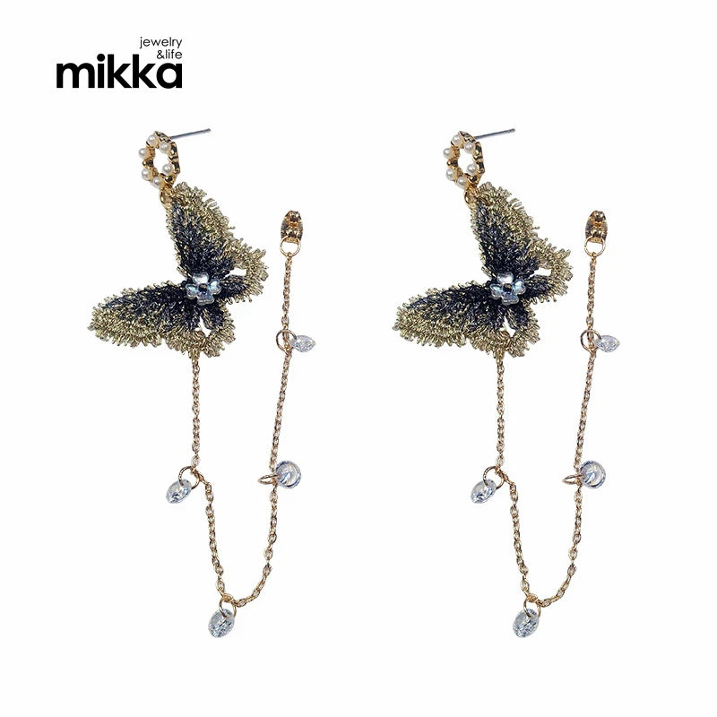 Fashion Butterfly Earrings Korean Temperament Long Tassel Earrings