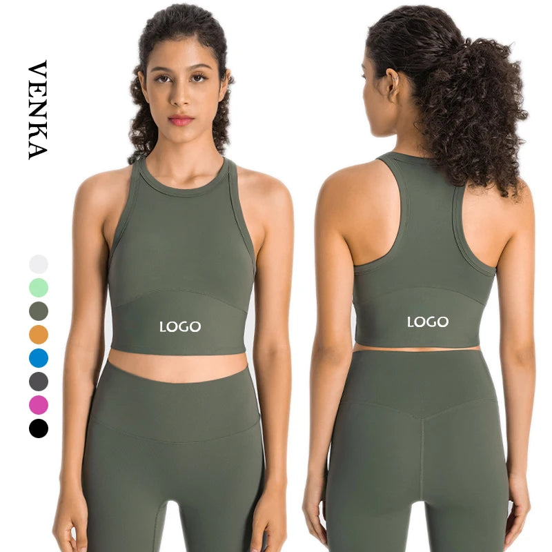 Ladies Nylon Soft Sports Gym Crop Tank Tops Custom Logo Sleeveless Workout Crop Tops with Breathable Feature for Fitness & Yo