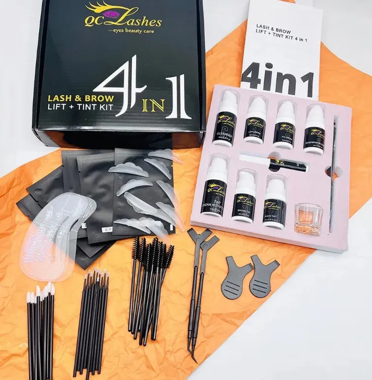 Custom logo Lash & Brow Lift + Tint 4 in 1 Brow Tint Lash Lift Perm Kit Eyelash Extension Eyebrow Lamination Kit Brow Lift Ki