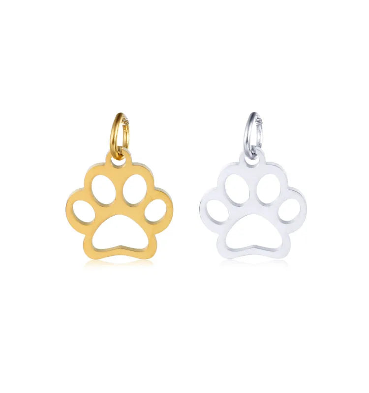 Stainless Steel Dog Paw Charm Pendant Animal Footprint Jewelry Finding Charm for DIY Jewelry Making