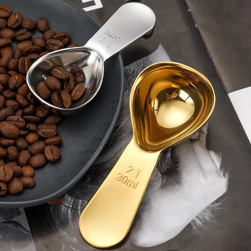 1T 15ML 30ml 2T Factory Custom Short Handle Round Coffee Tea Scoop 18/8 Stainless Steel Tea Milk Coffee Measuring Spoons