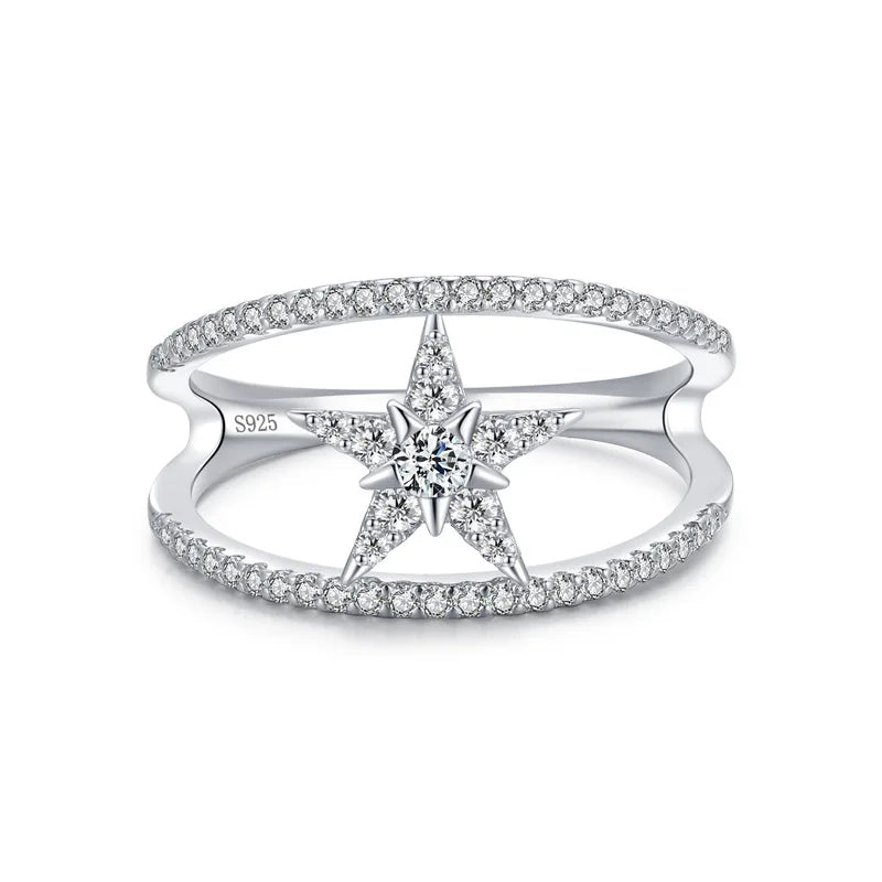 Ada Jewelry Anel Feminino High Quality S925 Sterling Silver Women's Fashion Five-Pointed Star Ring