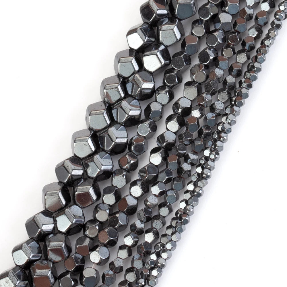 AsVrai U Natural AA+ Black Hematite Stone 8 Face Faceted Loose Spacer Beads for Jewelry Making Bracelet Handmade 15''