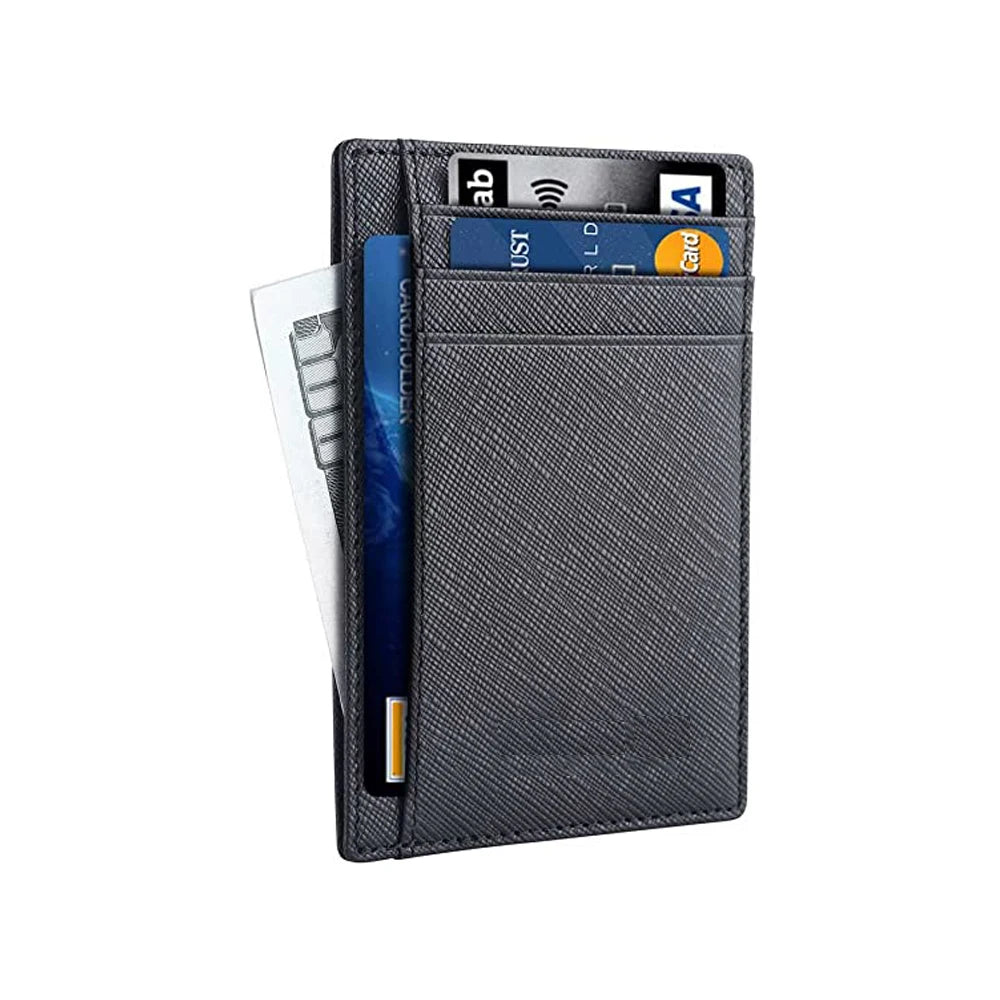 Ultra Thin Slim Open Short Designer Card Holder PU Saffiano Leather Wallet RFID Unisex ID Credit Card Case Business Card Slee