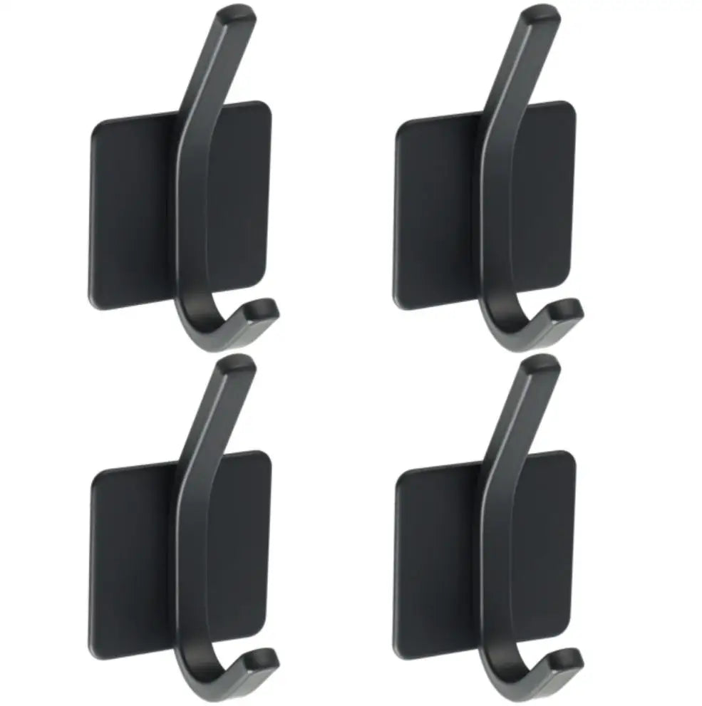 VIFONOD Black Stainless Steel Self-adhesive Wall Mounted Coat Hook for Bathroom and Kitchen Modern Easy Clean