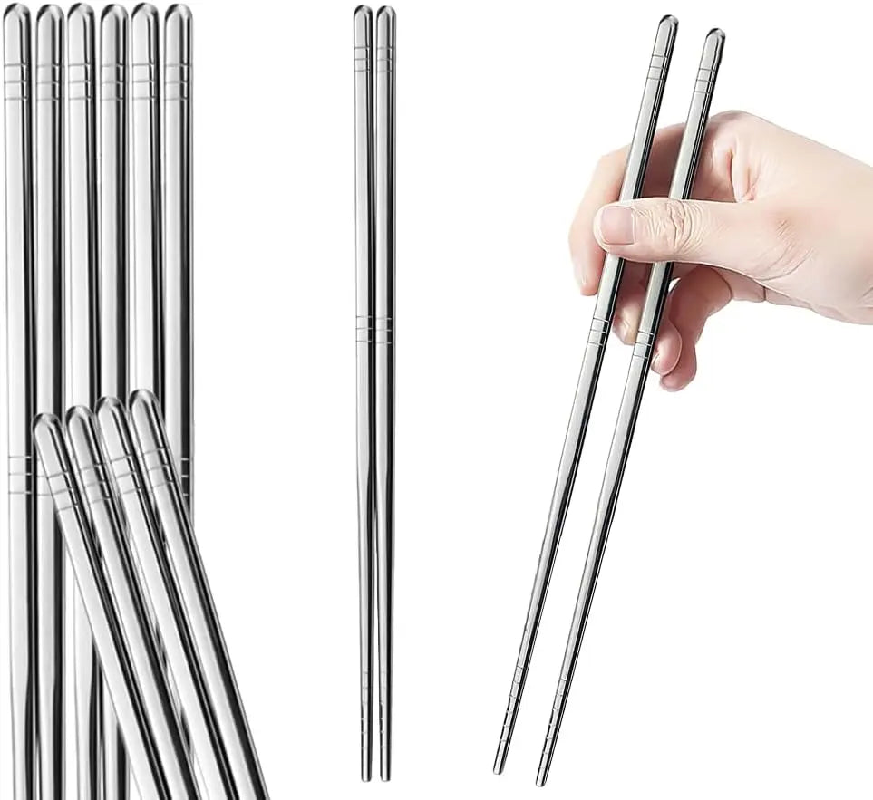 Metal Silver Chopsticks Korean 304 Stainless Steel Dishwasher Safe Non-Slip Chopsticks