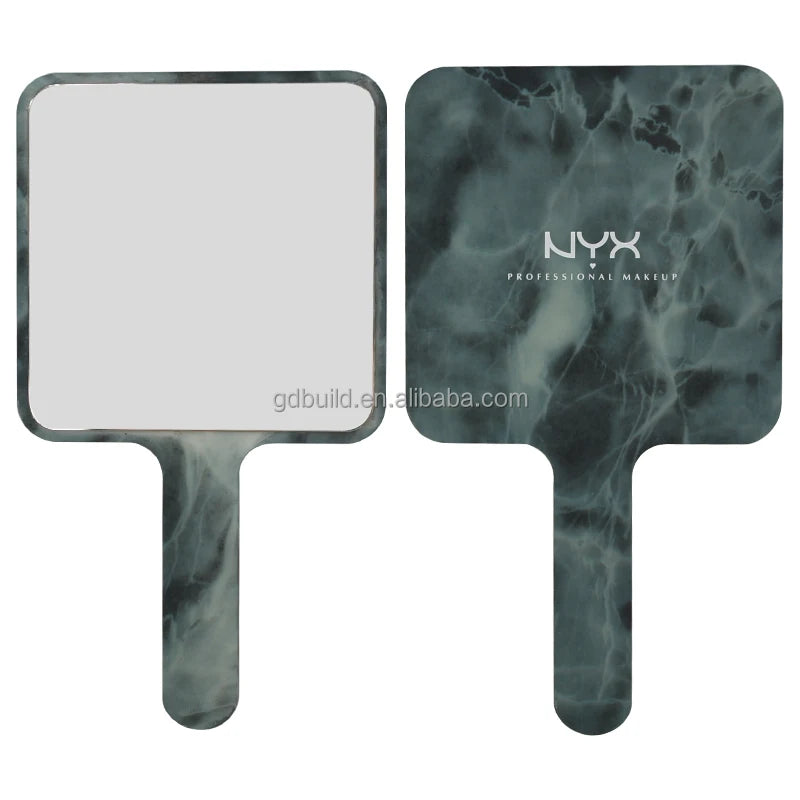Plastic Glass Double Sided Square Vanity Mirror Personalized Custom LOGO UV Printing Handheld Cosmetic Makeup Mirror Beauty C