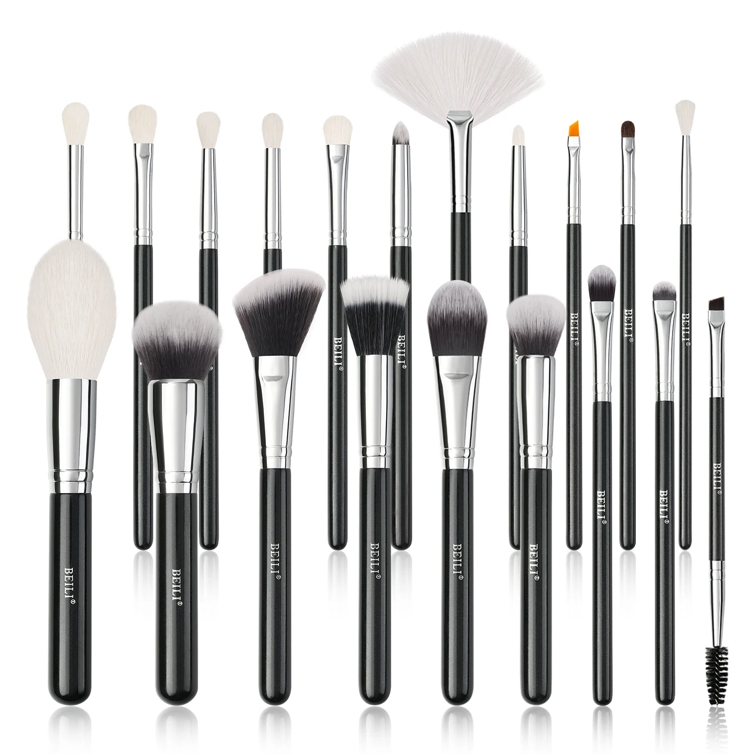 BEILI Factory Price 20pcs Goat Hair Makeup Brush Set Wood Handle Black Makeup Brushes Custom logo Private Label Makeup Brush 