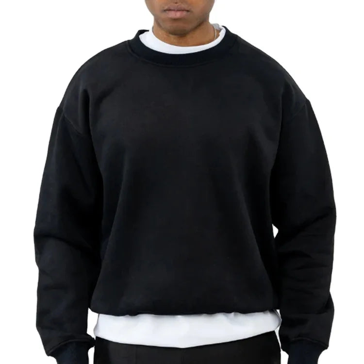 Men's Oversize 100% Cotton Pullover High Quality Drop Shoulder Casual French Terry Crew Neck Sweatshirt Custom Solid for Autu