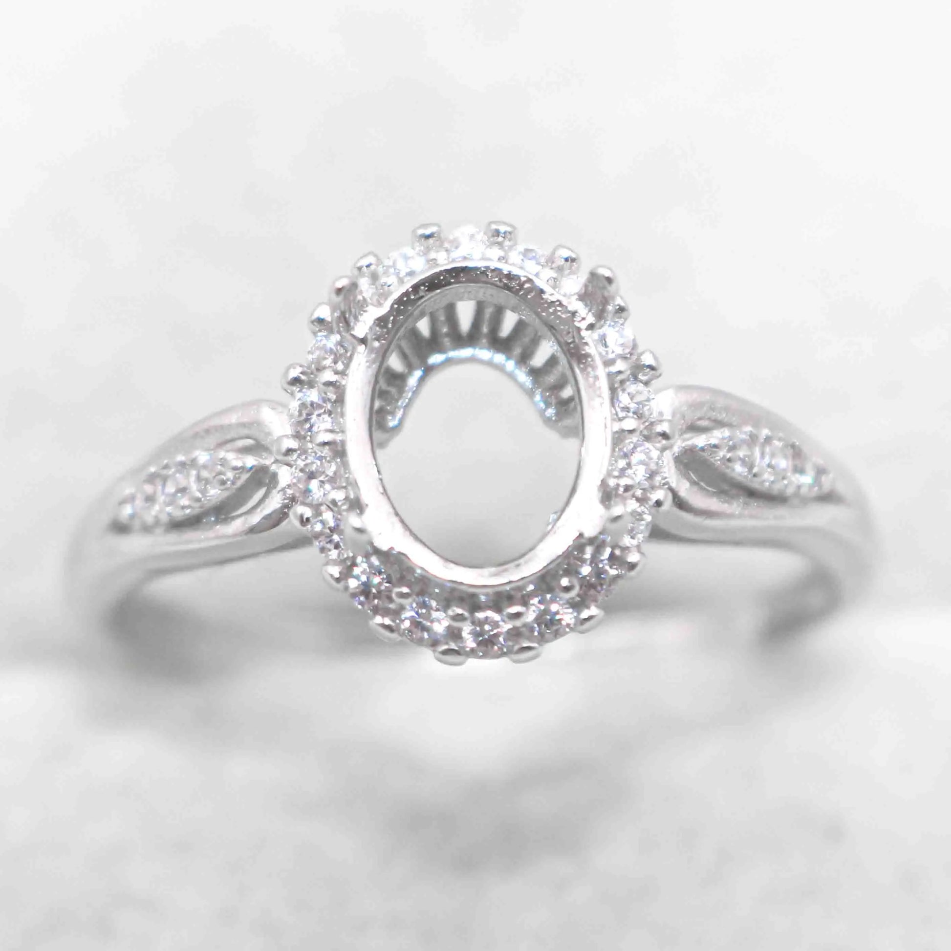 Sterling Silver 6*8mm Semi Mount Ring Empty Frame Blank Support Claw Setting S925 Base Holder Without Center Stone DIY for In