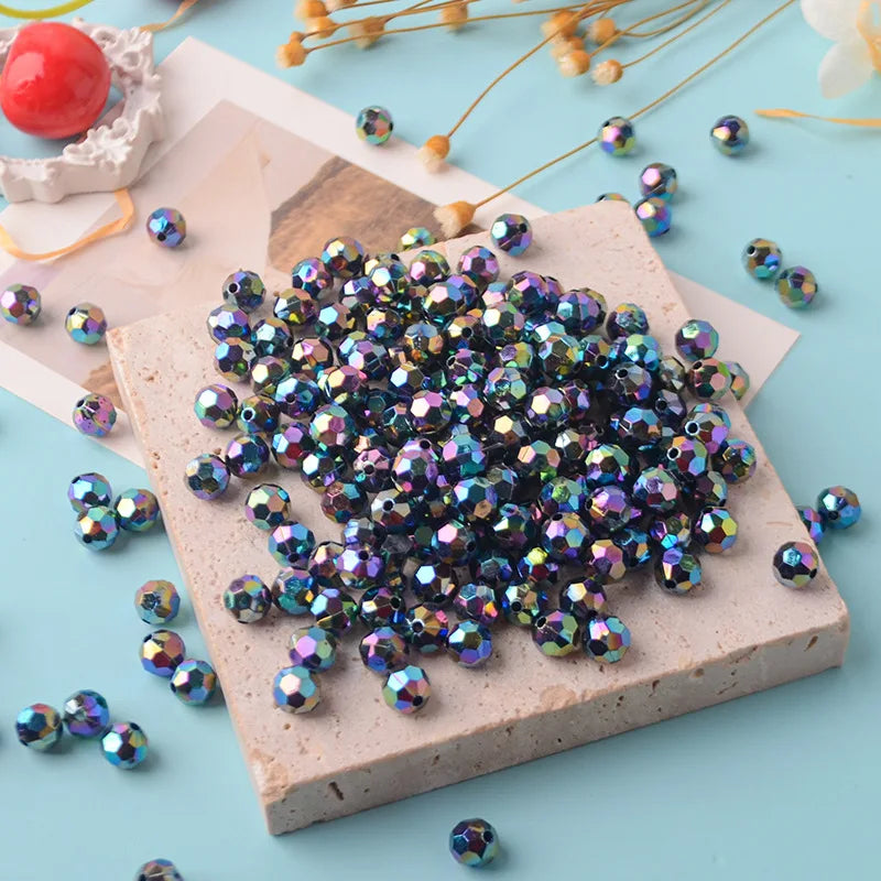 Wholesale AB Color Transparent Color-plated Earth Beads Colorful Acrylic Loose Beads
