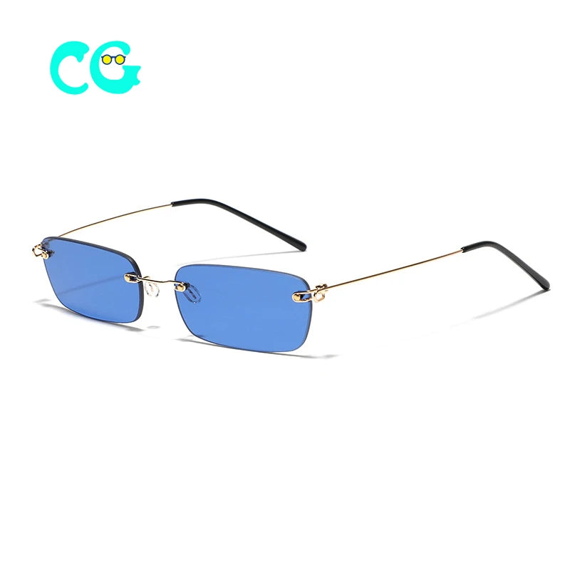 2024 Slight Small Square Sunglasses Light Women Men Retro Fashion Rectangle Rimless Sunglasses