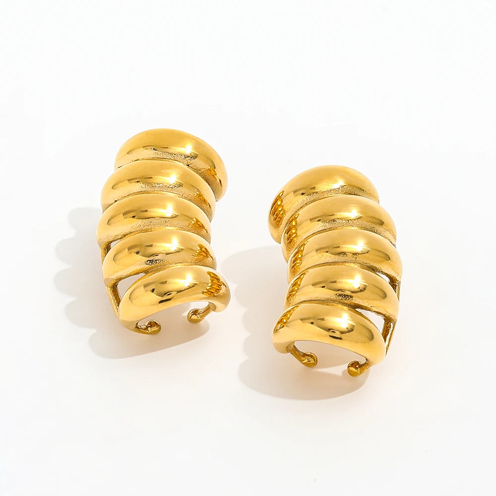 New Trendy 18K Gold Plated Shiny Multi-Layer Bug Stud Earring for Women Stainless Steel Fashion Jewelry Wholesale