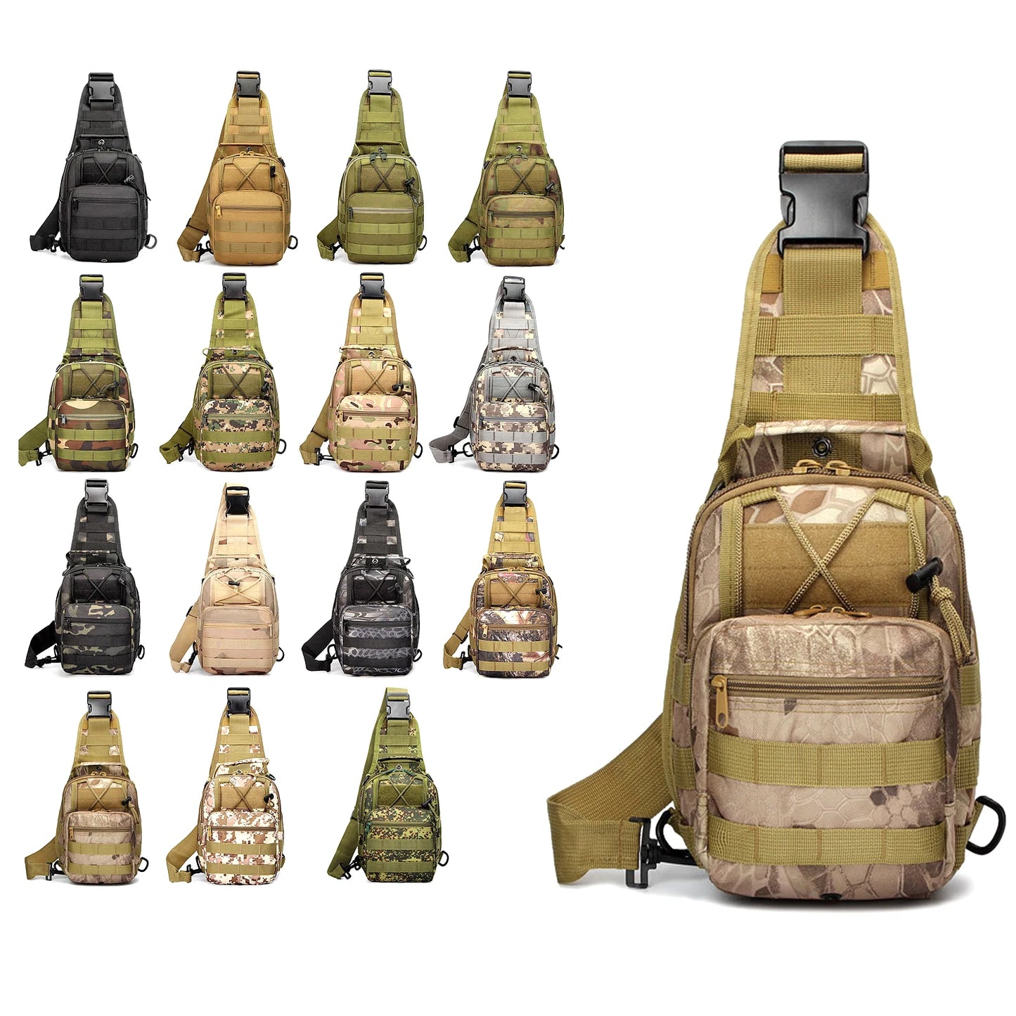 Molle System Walking Hunting Messenger Vest Shoulder Chest Crossbody Sling Backpack Crossbody Shoulder Sling Tactical Bag