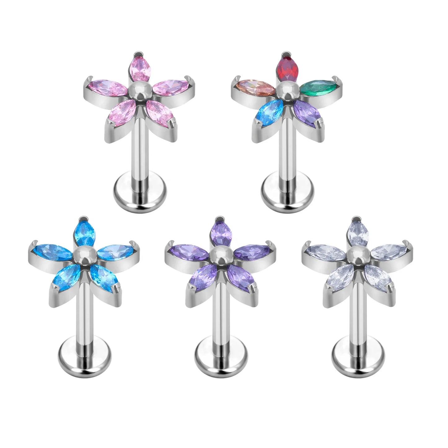 G23 Titanium Internally Threaded 16G Cartilage Helix Piercing Body Jewelry Fashionable CZ Crystal Labret Ring Ear Children