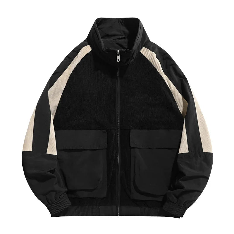 2023 New Splice Men's Stand Collar Formal Patchwork Spring Plus Size Loose Varsity Jacket Waterproof Windproof Breathable