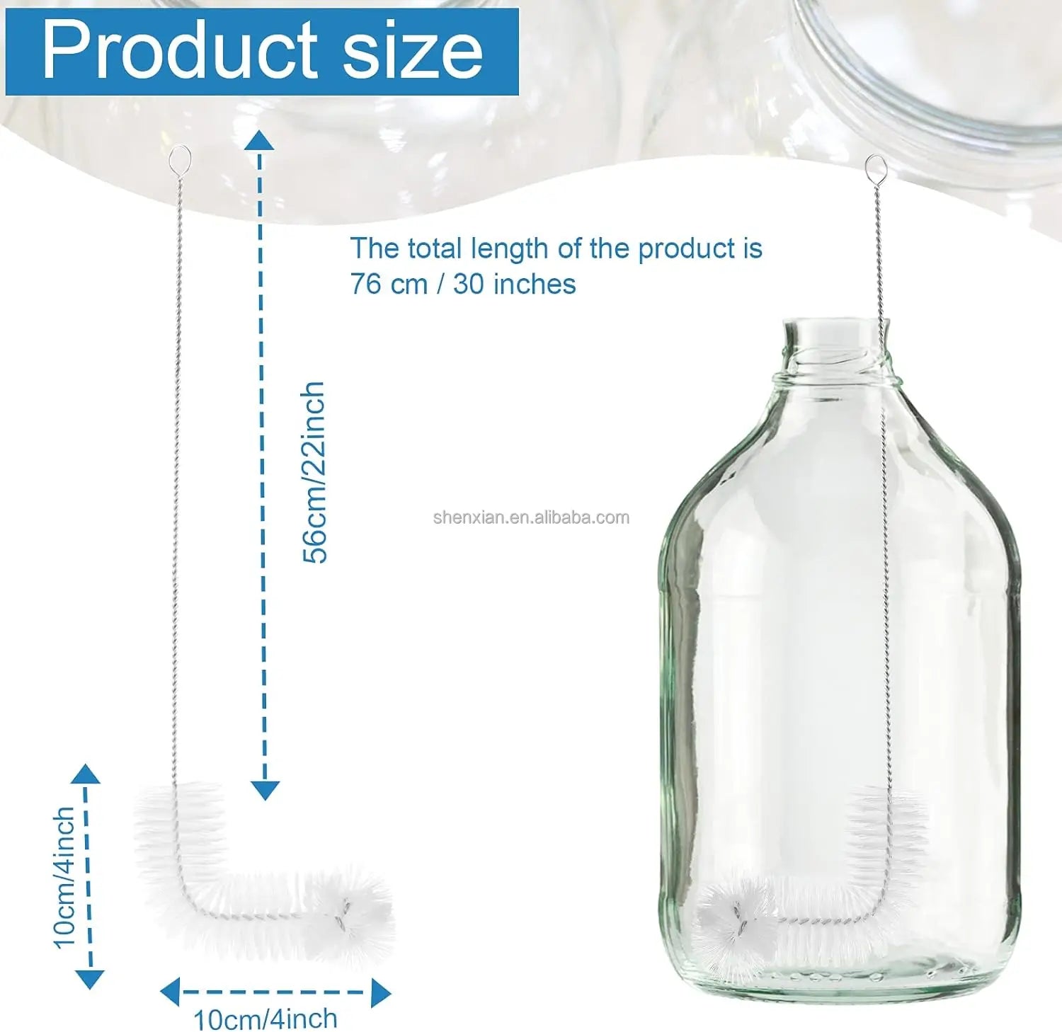 Long Eco-Friendly PP Handle Nylon Bristle Brush for Cleaning 5 Gallon Plastic Bottles