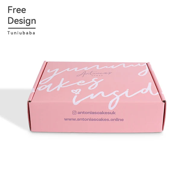 Wholesale Price Custom Logo Three-Layer Corrugated Board Rigid Packaging Glossy Lamination Embossing Recyclable Pink Shipping