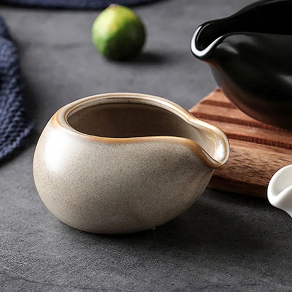 Retro Ceramic Matte Gravy Boats No Handle Honey Milk Cup Restaurant Steak Sauce Pot Seasoning Pot Kitchen Creative Tableware