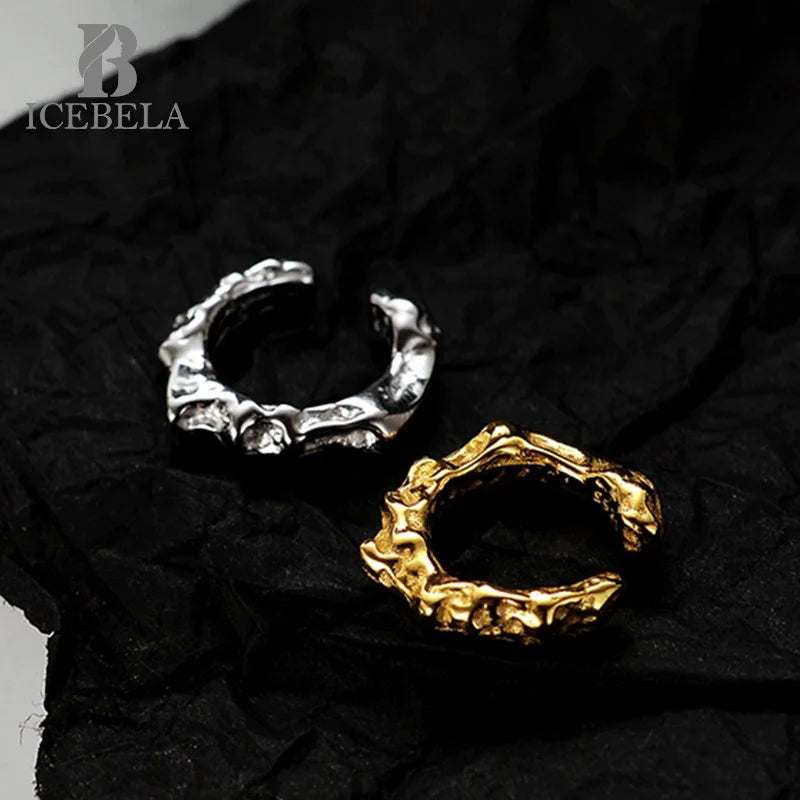 Personal Style 925 Sterling Silver Smooth Wrinkle Textured Ear Clip Without Earhole for Women
