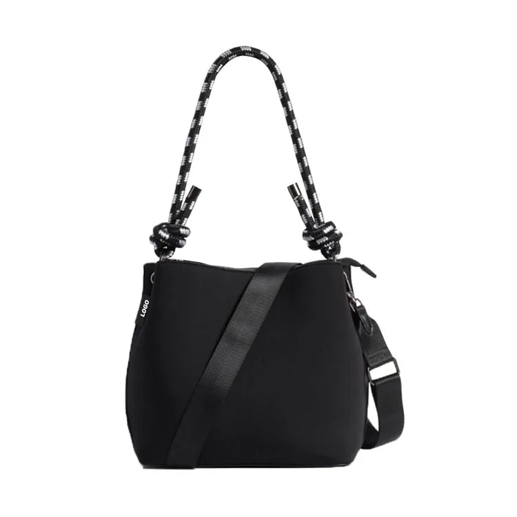 Portable Neoprene Soft Tote Bag with Adjustable Long Strap Fashionable Single Shoulder Handbag