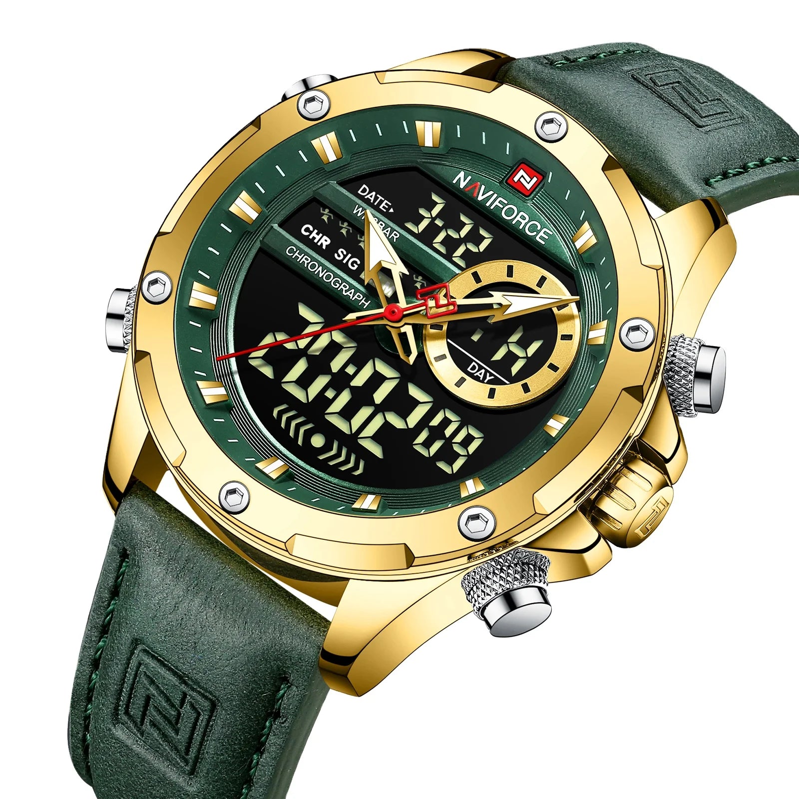 OEM Accept NAVIFORCE 9208 New Men's Quartz Watch Sports Watch Multi Functional Student Watch Waterproof  Reloj De Hombre