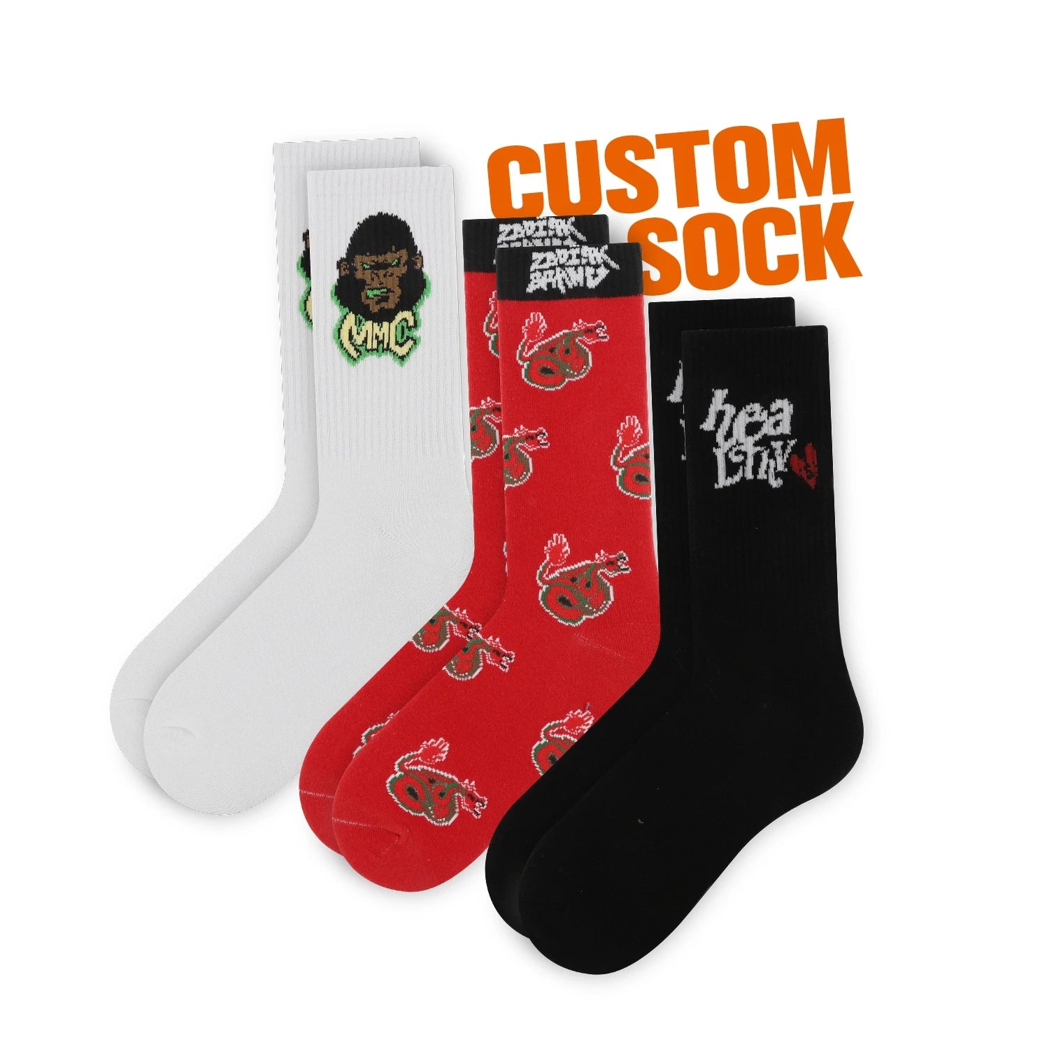 FREE DESIGN & MOCKUP Customized Sock Manufacturers Custom Breathable Cotton Sox Crew Men Sock Custom Logo