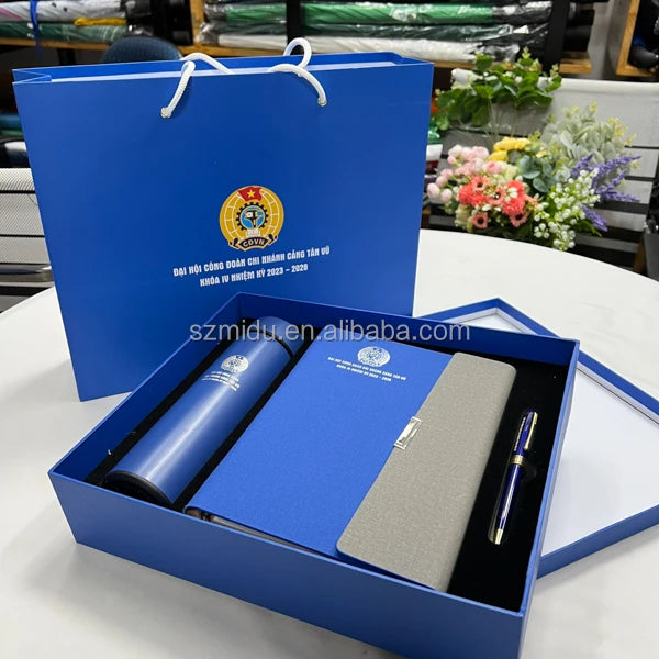 2025 Luxury Customised Logo Corporate Personalised Business Gift Sets PU Leather Beautiful Gift Box for Christmas Thanksgivin