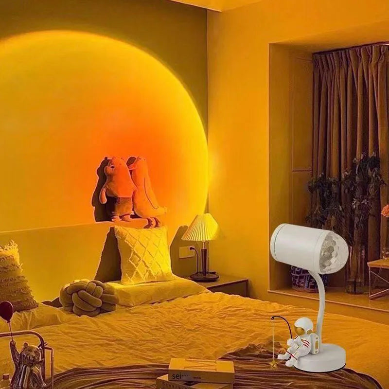 Dynamic Water Ripple Atmosphere Light Remote Control Live Background Sunset Table Light Rotation 16 Color RGB Projection Lamp