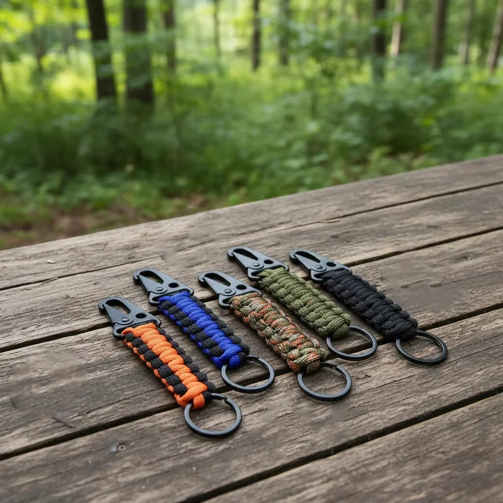 Wholesale Custom Fashion Metal Paracord Braided Keychain with HK Clip Hook for Outdoor Climbing