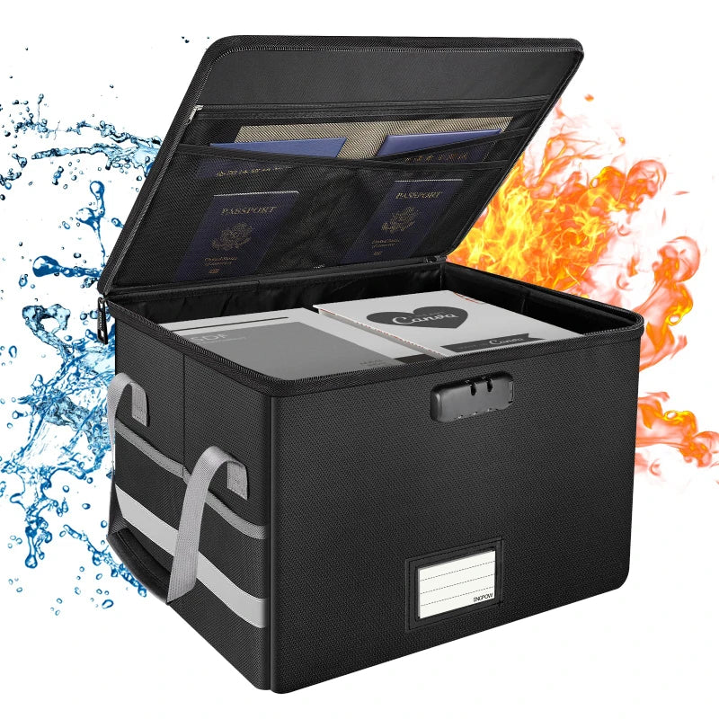 Large Capacity Fireproof Waterproof Secure Data Archive Box Organizer Fireproof Document Password Safe for Contracts Filing