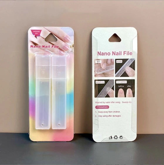 2PC Glass Nail Shiner Glass Nail File for Nano Nail Buffers Crystal Shine Polisher