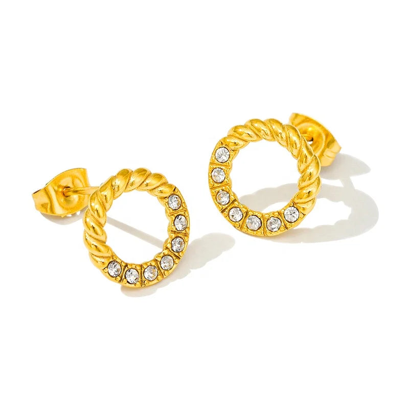 New Arrival 18K Gold Plated Waterproof Stainless Steel Classic Vintage Fashion Jewelry Stud Earrings