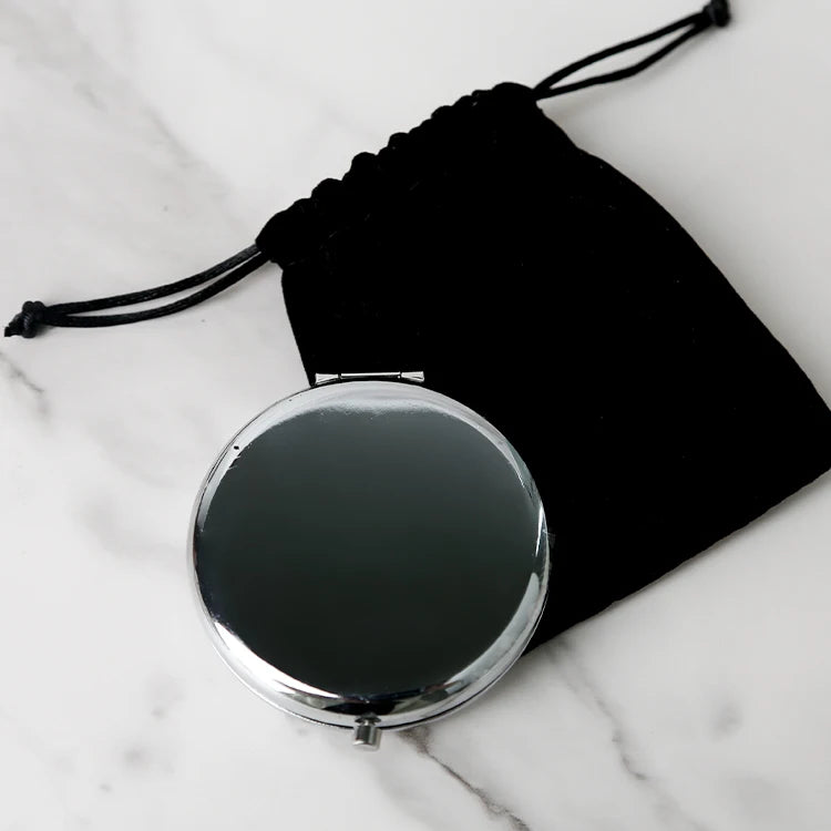 Gloway Beauty Tools Custom Logo Silver Portable Makeup Mirror Round Mirror With Bag