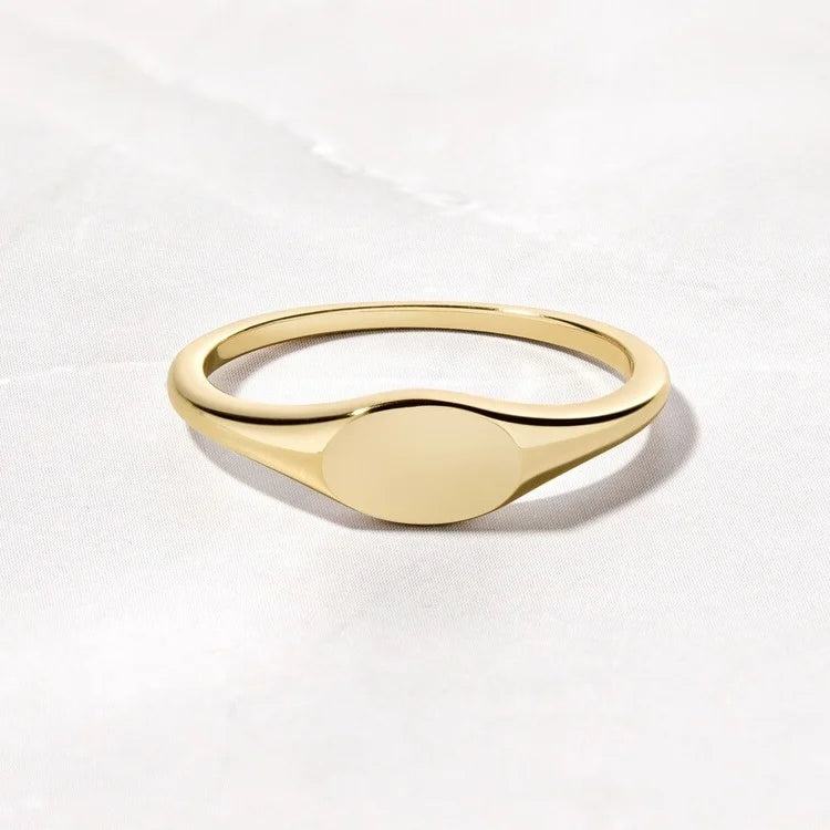 Factory Wholesale Personalized PVD Gold Plated 925 Sterling Silver Initial Letter Name Engraveable Blank Signet Ring for Wome