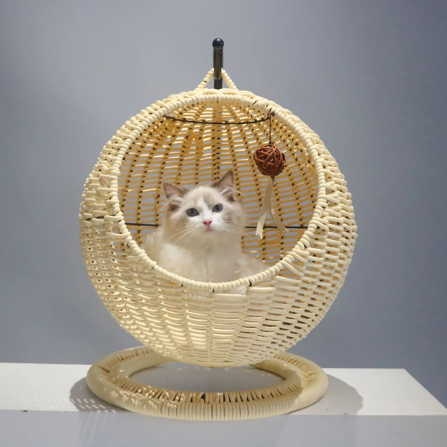ZMaker Wholesale Eco Friendly Comfortable Cat Furniture Raised Hanging Rattan Cat Pet Beds Cat Hammock