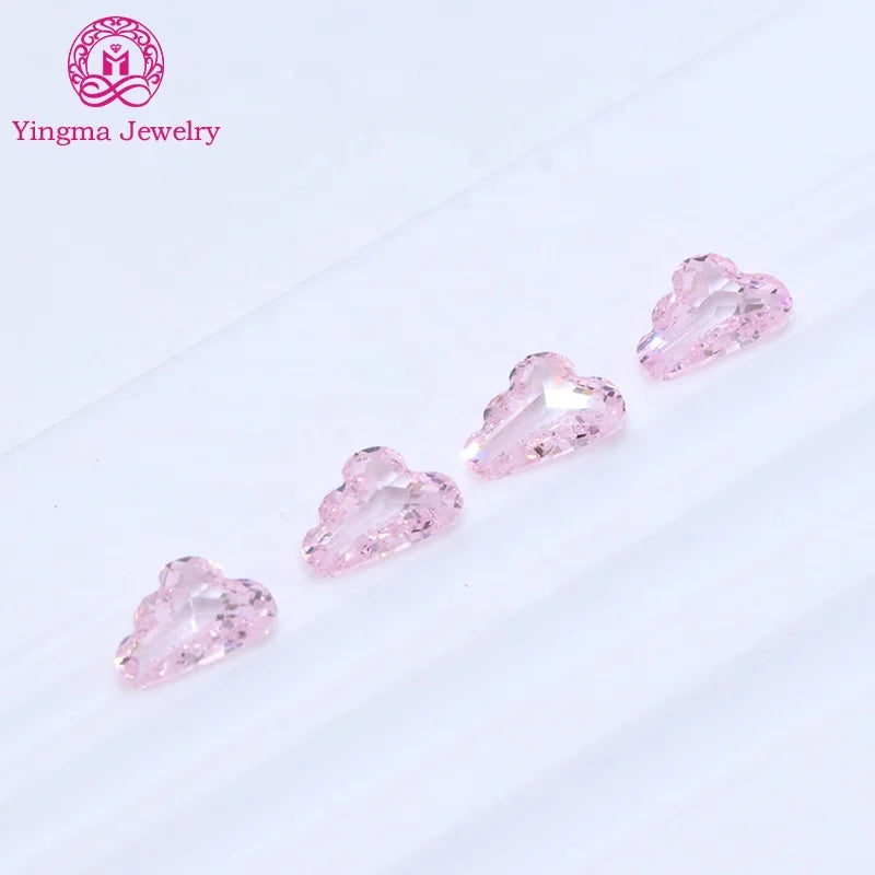 Machine Cut Synthetic Loose CZ Gemstone Cloud Shape 6*9 mm Sakura Pink Color Heat Treated Artificial Cubic Zirconia Stones