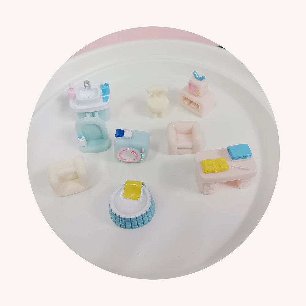 New Doll House Furniture Ornament Mini Washing Machine TV Set Sofa Resin Accessories Household Appliances for Fairy Garden De