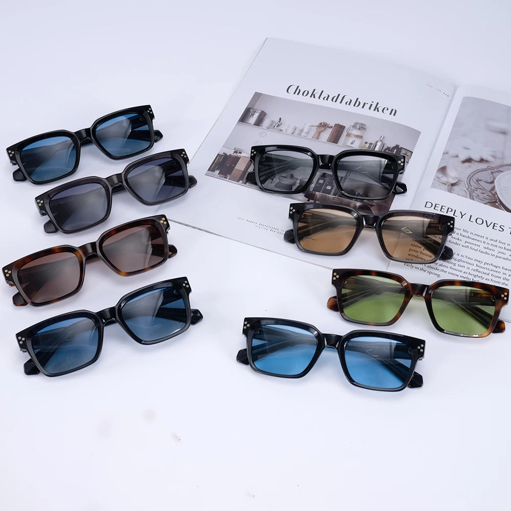 Ready Stock Square Frame Full Rim Unisex Sunglasses UV Protection Polarized Lenses Anti-Radiation Acetate