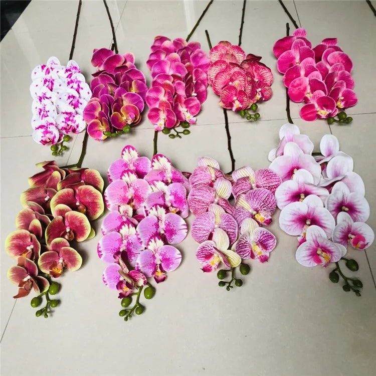 U-3261 Wholesale 9 Heads Real Touch Artificial Phalaenopsis Orchid Faux Butterfly Orchid Flowers for Wedding and Home Decorat