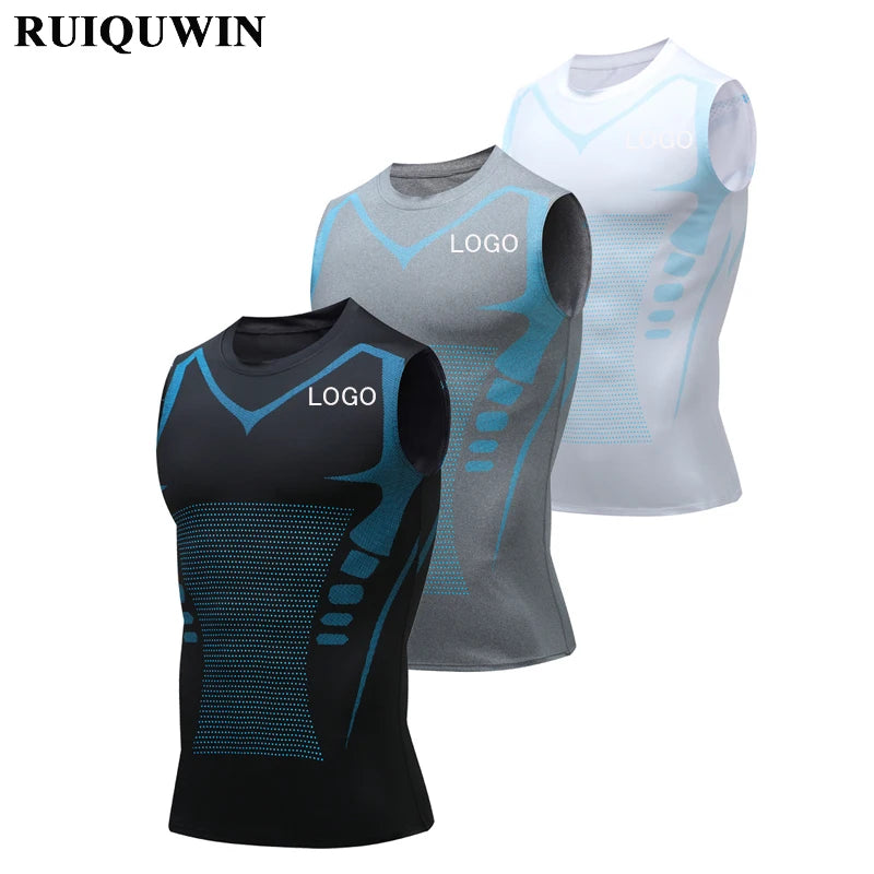 RUIQUWIN Custom Logo New Summer Outdoor Men Sleeveless Sports Plus Size Men's Vests Tank Top Fitness Running Gym Shirt Men