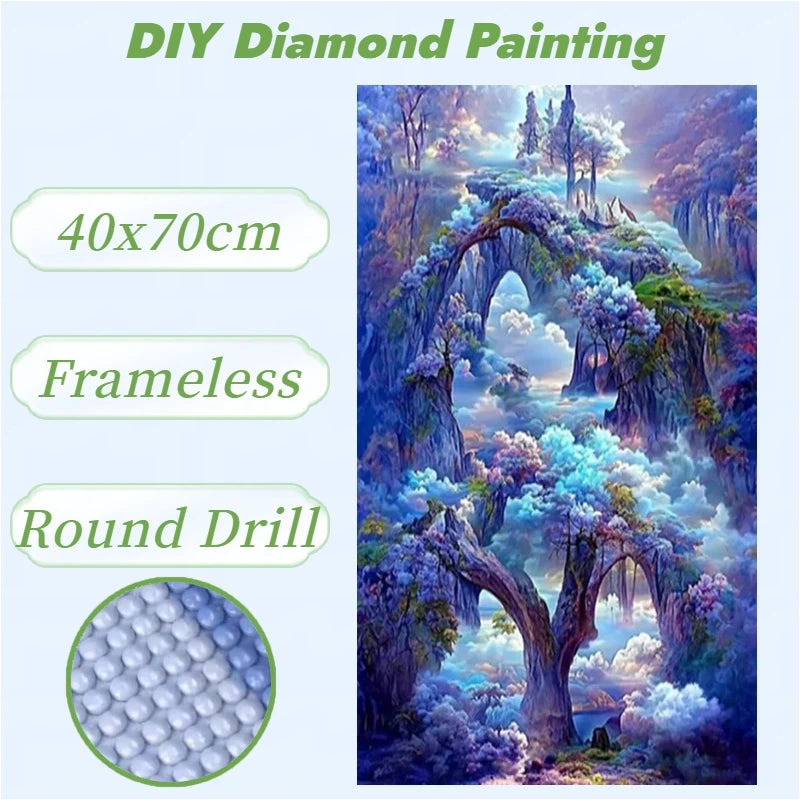1PC 40*70cm Handmade Fairyland Diamond Painting Full Round 5D Acrylic Modern Diamond Painting Kit for Home Decoration