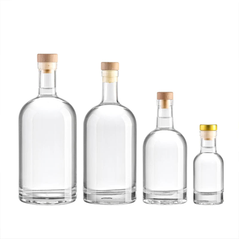 Tall Neck Luxury Whiskey Vodka 100ml 200ml 500ml 750ml Spirits Liquor Glass Bottle Glass Nordic Liquor Bottles Use Stopper Co