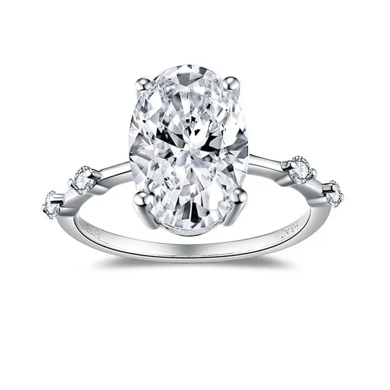 Hot Selling Classic Oval 4.5 Carat Moissanite Jewelry 925 Silver & 18K Gold Plated Gemstone Rings Certified by GRA