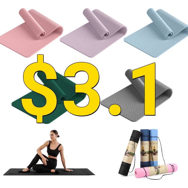 Custom Logo Tpe Yoga Matt De Yoga Sport Gym Yogamatt Anti Slip 6mm Custom Logo UV Print Eco Friendly Double Layer Tpe Yoga Ma