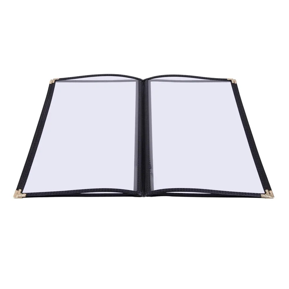 Gold Corner Menu Covers 8.5 X 11 Inch Double Stitched Menu Holder Two Clear Viewing Surfaces Restaurant Menu Covers