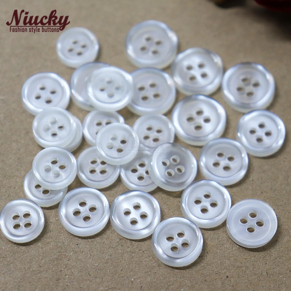Factory Supply 9mm -12.7mm 4 Holes Thin Edge Pealescent Shirt Buttons for Men Women Basic Shirt Sweater Sewing Button Wholesa