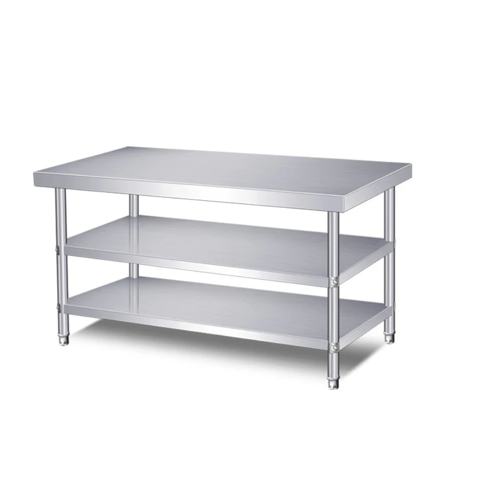 3 Tier Stainless Steel Kitchen Work Bench Commercial Prep Table With Storage Shelves