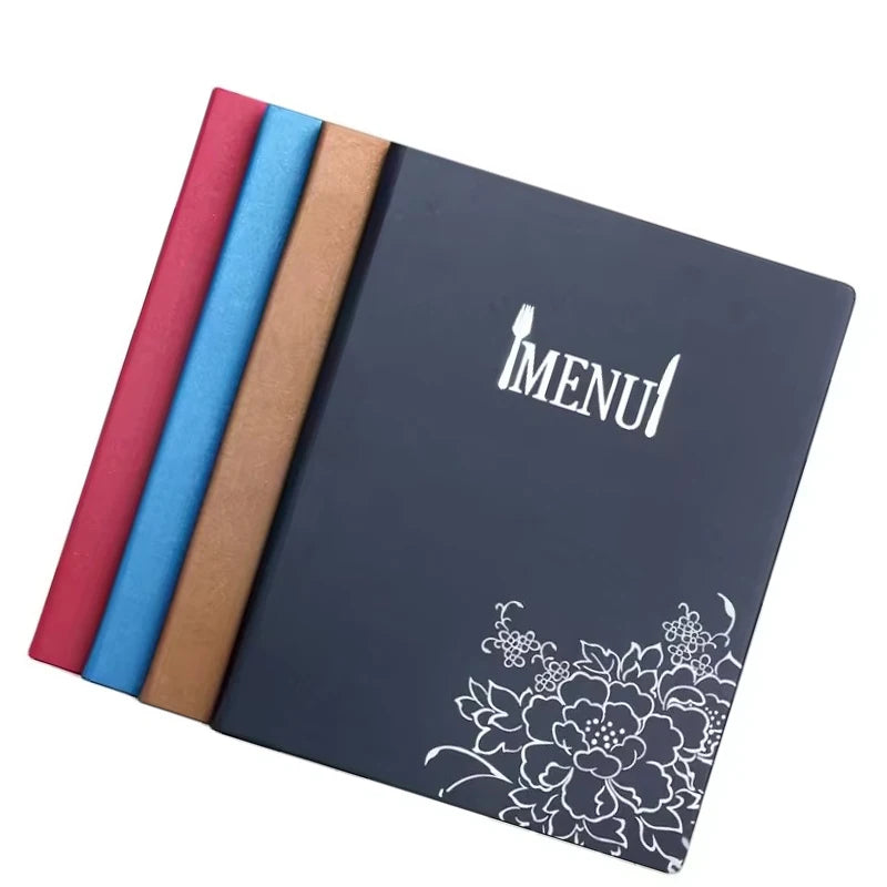 New arrive Custom Restaurant Coffee Bars Leather Menu Holder Double Fold Panel Menu Covers