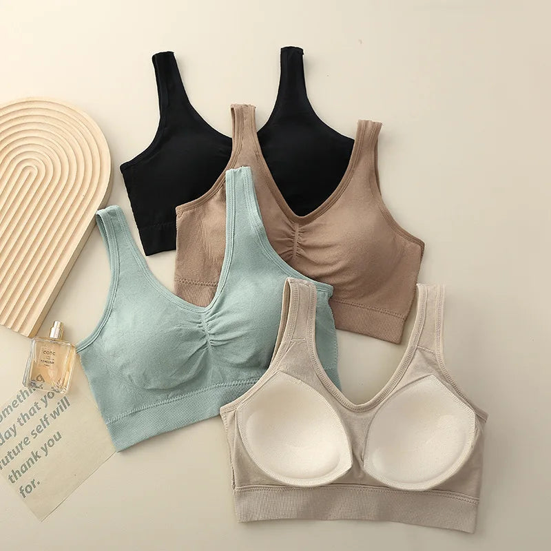 Wholesalers Latex Sport Beautiful Back Underwear Comfortable and Breathable No Steel Ring Fixed Cup Women Bra